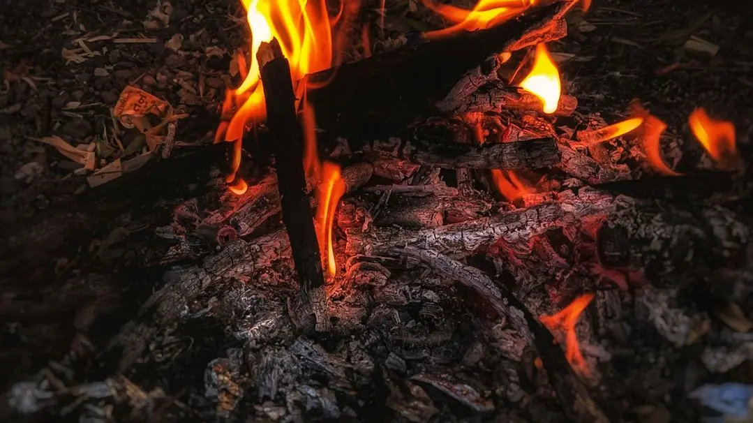 burning fire on brown soil